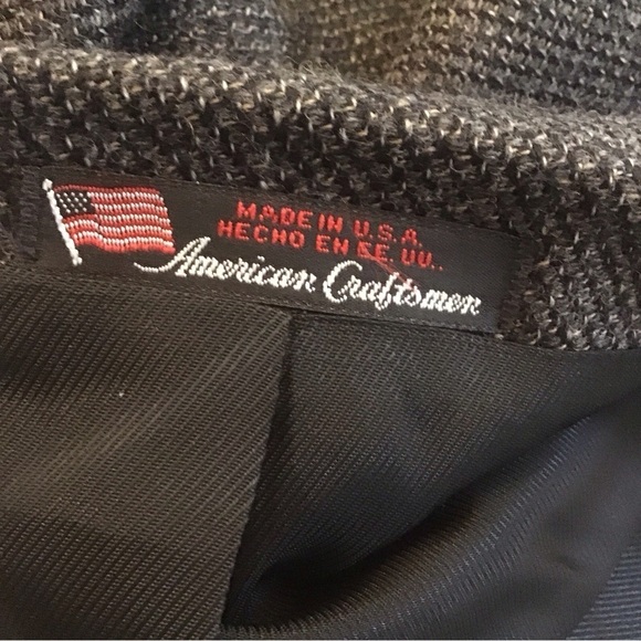 Stafford Vtg Gray Barleycorn Tweed Lambswool 3 Button Notch Collar Blazer 42 S - Picture 15 of 15